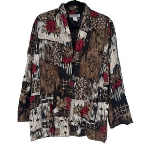 Kensington Square Petite Floral Abstract Blazer‎ Jacket - Womens Career